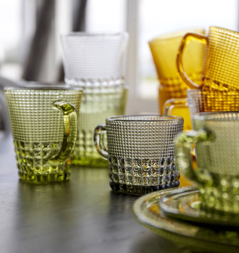 Patterned Glass Colourful Cups Various