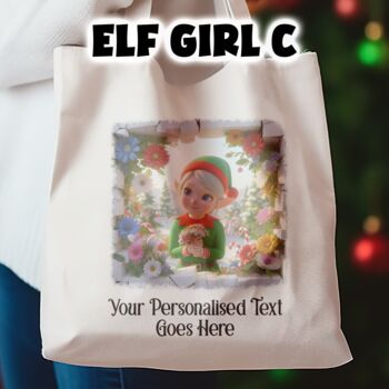 Personalised Christmas Breakout Elf Tote Gift Bag, 5 of 6