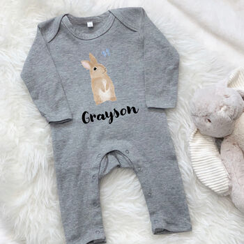 Illustrated Bunny Personalised Babygrow, 9 of 12
