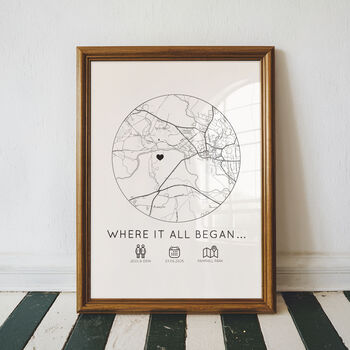 Where It All Began Personalised Map Print, Anniversary Gift Print, 4 of 4