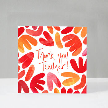 Thank You Teacher Orange Patterns Card, 2 of 7