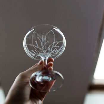 Botanical Berry Hand Engraved Coupe Glass, 5 of 9