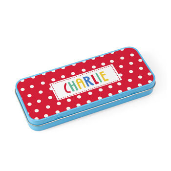 Personalised Girl's Patterned Blue Pencil Case Tin, 11 of 11