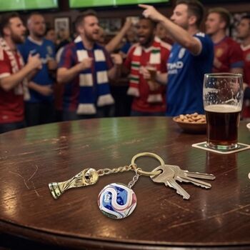 Personalised World Cup Football And Trophy Keychain, 7 of 9