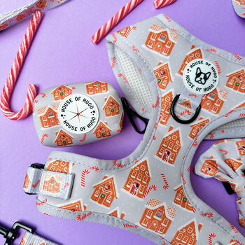 Christmas Dog Harness Lead Bow Tie Waste Bag Set Bundle, 2 of 12