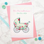 'Pram' Handmade New Baby Girl Card, thumbnail 1 of 4