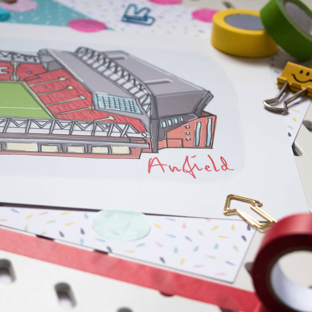 Personalised Anfield Print, Liverpool Fc By Moo and Snip