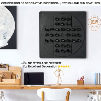 Metal Black Wall Peg Solitaire Board Game, 6 of 8