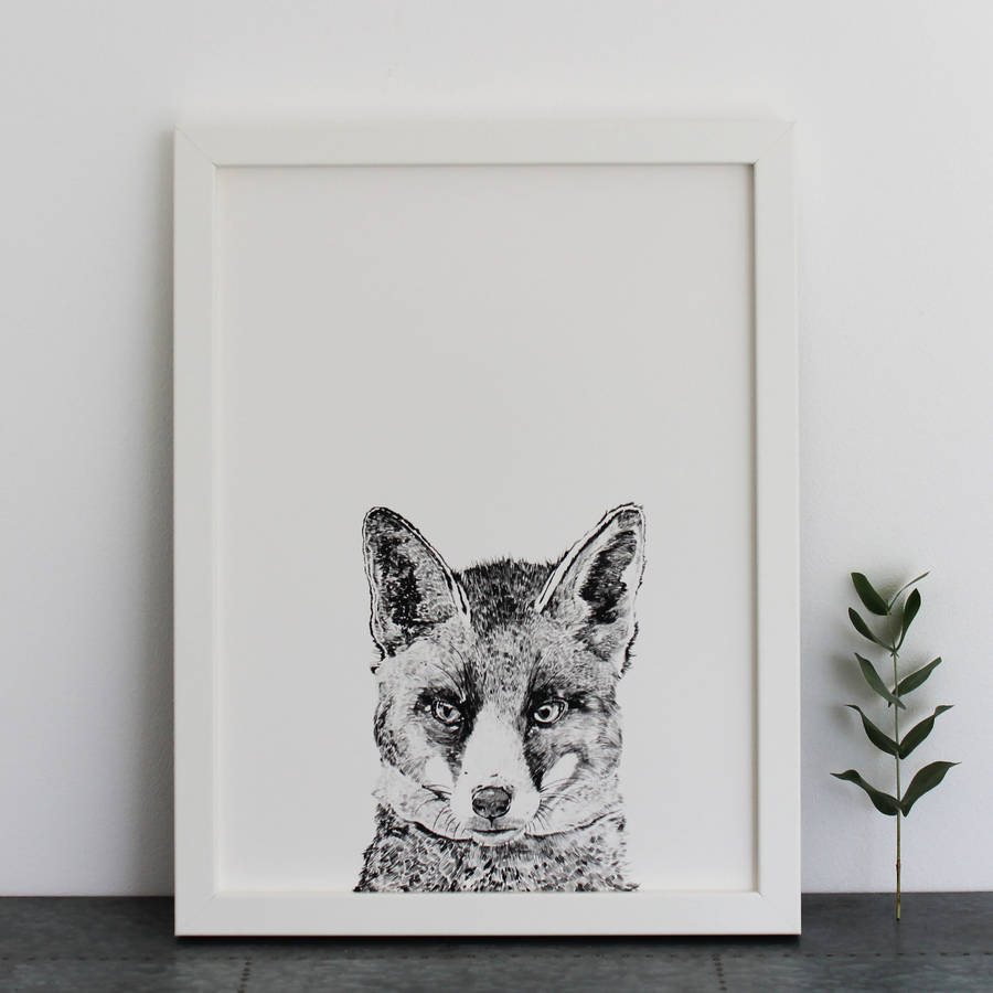 a set of four woodland animal portrait art prints by ros shiers