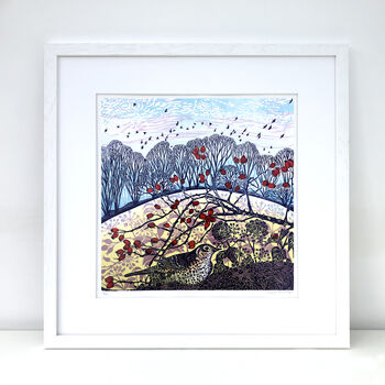 Where The Song Thrush Sings Limited Edition Lino Print, 2 of 2