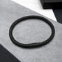 Men's Personalised Morse Code Slim Leather Black Clasp Bracelet, thumbnail 1 of 5