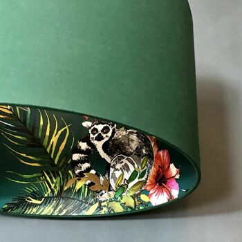 Teal Lemur Lampshades In Hunter Green Cotton, 2 of 10