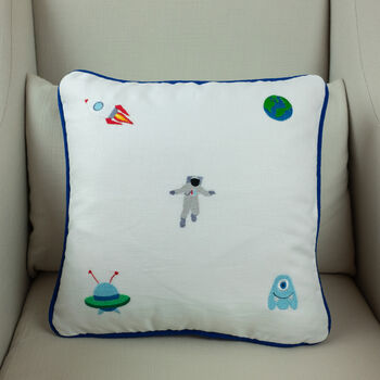 Children's Space Embroidered Nursery Cushion, 3 of 8