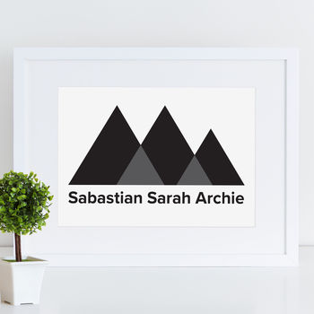 Scandi Mountain Peak Personalised Family Print, 4 of 8