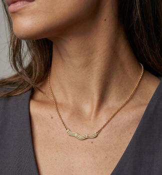 Nami 18 K Gold Plated Wave Necklace, 2 of 5
