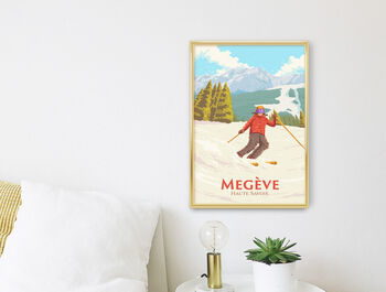 Megeve Ski Resort Switzerland Travel Poster Art Print, 3 of 8