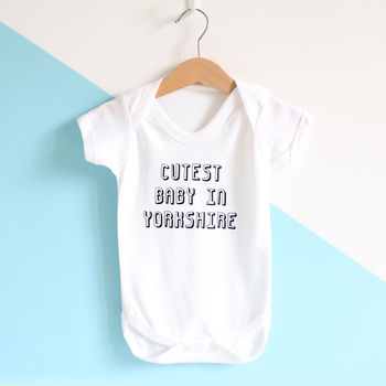 Cutest Baby In, Personalised Baby Grow Or Set, 6 of 7