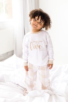 'When I Wake' Personalised Embroidered Birthday Checked Pyjamas, 2 of 5