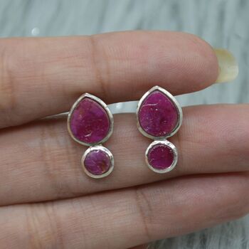 Raw Ruby Stud Earrings: July Birthstone, 3 of 6