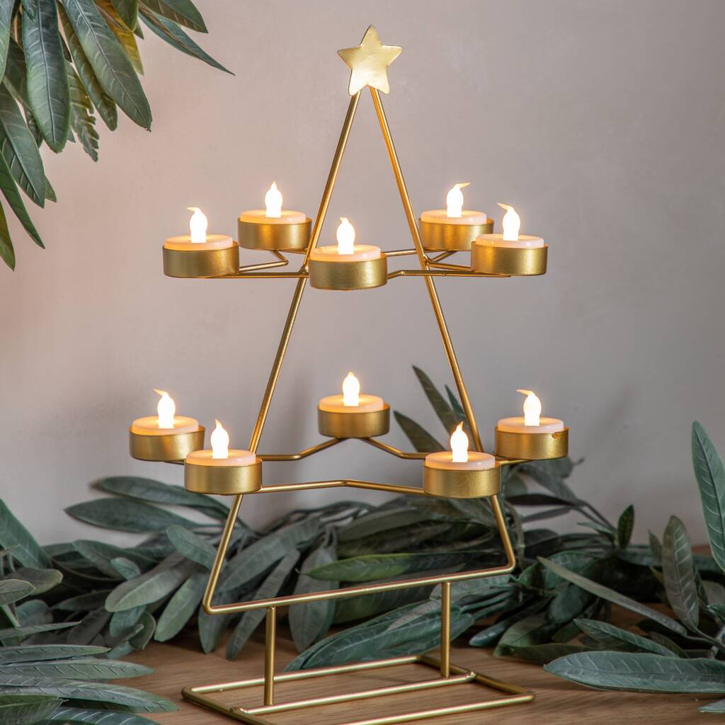 Christmas Tree Tea Light Holder Gold Or Black By Distinctly Living