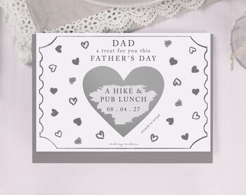 Personalised Father's Day Gift Scratch Voucher With Grey Heart Design, 2 of 3