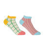 Grid Cream And Dash Pink Women's Trainer Socks Bundle, thumbnail 1 of 8