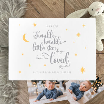 Personalised Twinkle Twinkle Baby White Memory Box Three Sizes, 4 of 9