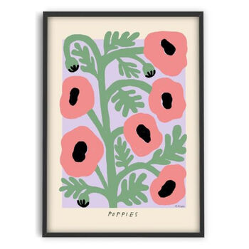 Pastel Poppies Artwork Print 50 Cm X 70 Cm, 3 of 5