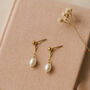 Gold Or Silver Pearl Drop Earrings – Handmade Freshwater Pearl Bridal Jewellery, thumbnail 3 of 8