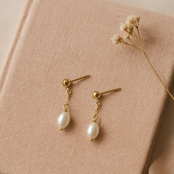 Gold Or Silver Pearl Drop Earrings – Handmade Freshwater Pearl Bridal Jewellery, 3 of 8