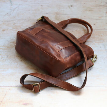 Leather Crossbody Handbag, Distressed Brown, 3 of 6