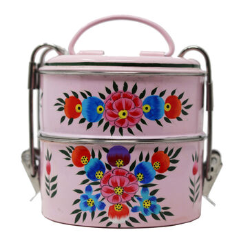 Indian Tiffin Two Compartments Hand Painted, 10 of 12