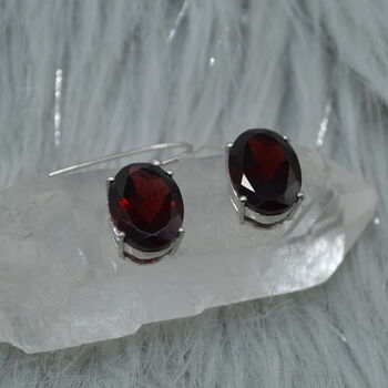 Garnet Earrings: Dangle Drop, Oval, Red Gemstone, January Birthstone, 6 of 8