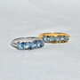 Blue Sapphire And Blue Topaz Pear Cut Half Eternity Band In Sterling Silver And Gold Vermeil, thumbnail 7 of 11