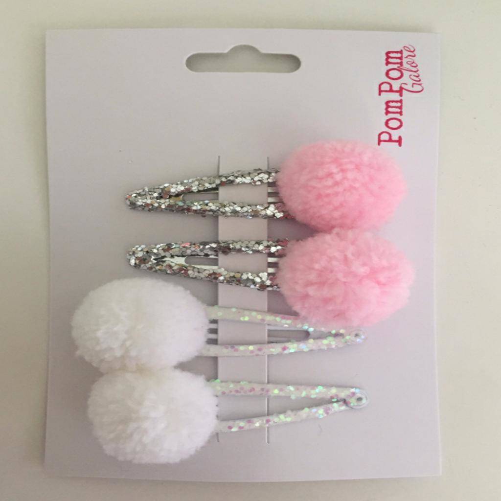 Glitter Pom Pom Hair Slides By Get It Rapt. | notonthehighstreet.com