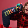 Personalised Multi Coloured Merry Christmas Stocking, thumbnail 1 of 5