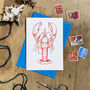 Hand Drawn Red Lobster Illustrated Blank Greeting Card, thumbnail 1 of 11