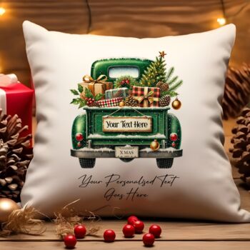 Personalised Christmas Vintage Truck Cushion – Choose Colour And Add Wording, 4 of 9