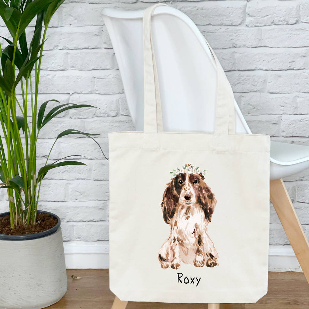 Cocker Spaniel Tote Bag Personalised With Name, 1 of 2