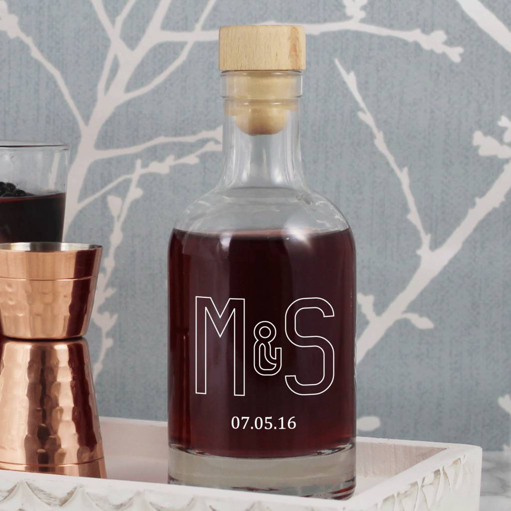 personalised couple's monogram glass decanter by copper and sable
