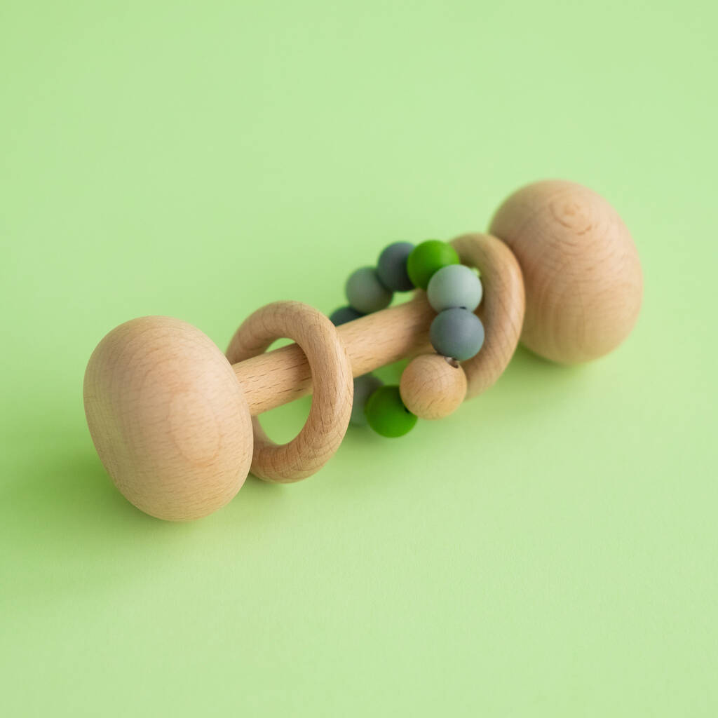 Classic Wooden Teether Rattle By Neon Studio