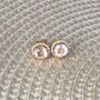 Round Rose Quartz 18k Gold Plated Stud Earrings, thumbnail 1 of 4