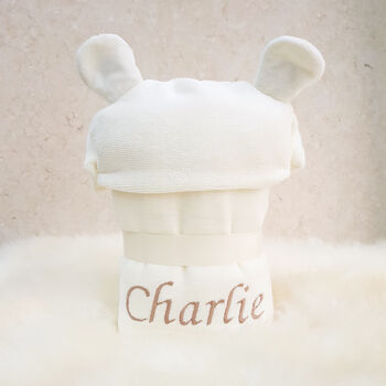 Personalised Smiley Teddy Baby Towel Gift Set, 5 of 9