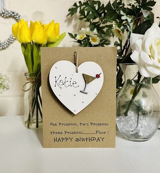 Personalised Friend Birthday Card Wooden Prosecco Gift, 2 of 2