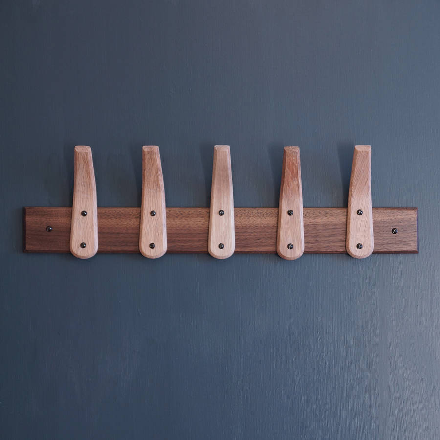 curved wooden coat hooks and backboard by layertree ...