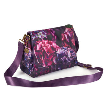 Messenger Handbag With Jewel Hydrangea Floral Print, 2 of 3