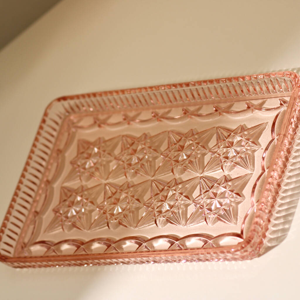 Vintage Art Deco Mid Century Glass Tray Pink By Allumee Home