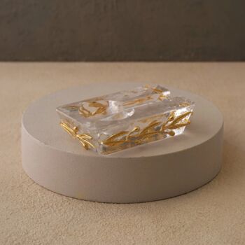 Handmade Crystal Glass Ashtray With Gold Vine Accent, 2 of 7