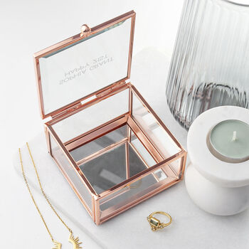 Personalised Rose Gold Plated Glass Trinket Box, 2 of 5