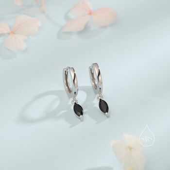 Extra Tiny Marquise Cz Huggie Hoop Earrings, 6 of 12